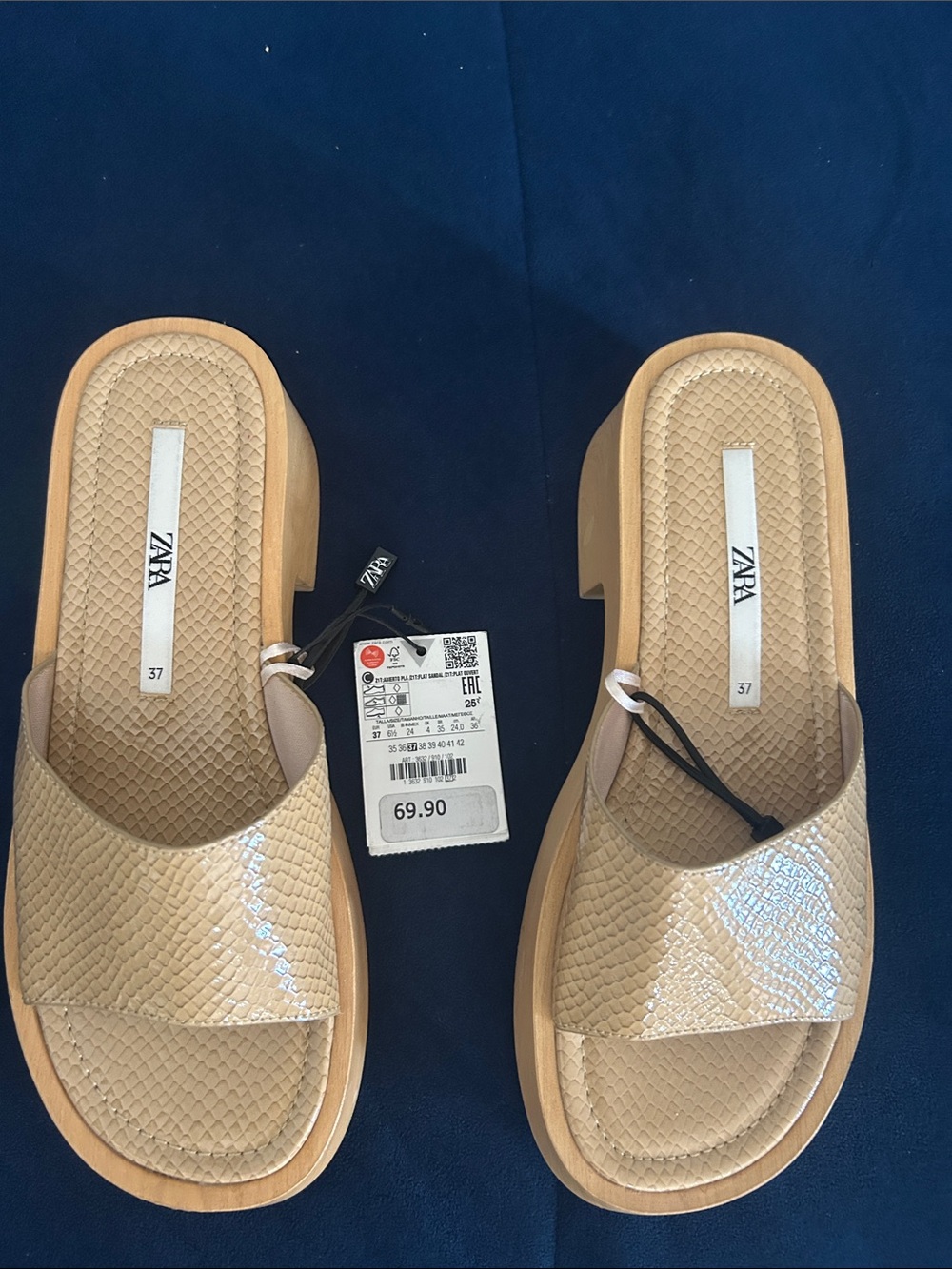 ZARA Nude Textured Slide Mules